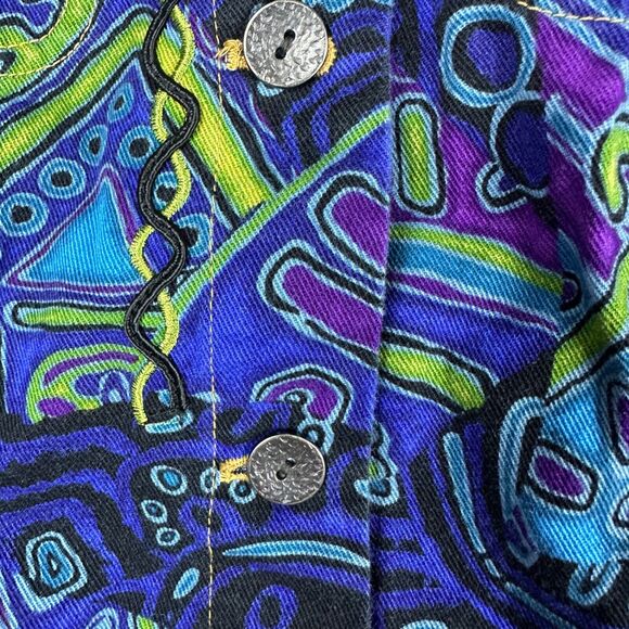 Ruby Rd. Denim Hippie Embroidered Colorful Button Up jacket Vintage‎ Size 10 - Picture 5 of 7